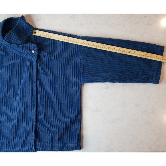 BRYN WALKER Ribbed Corduroy Jacket Blue Minimalist Lagenlook Women's Size Medium - Picture 10 of 13